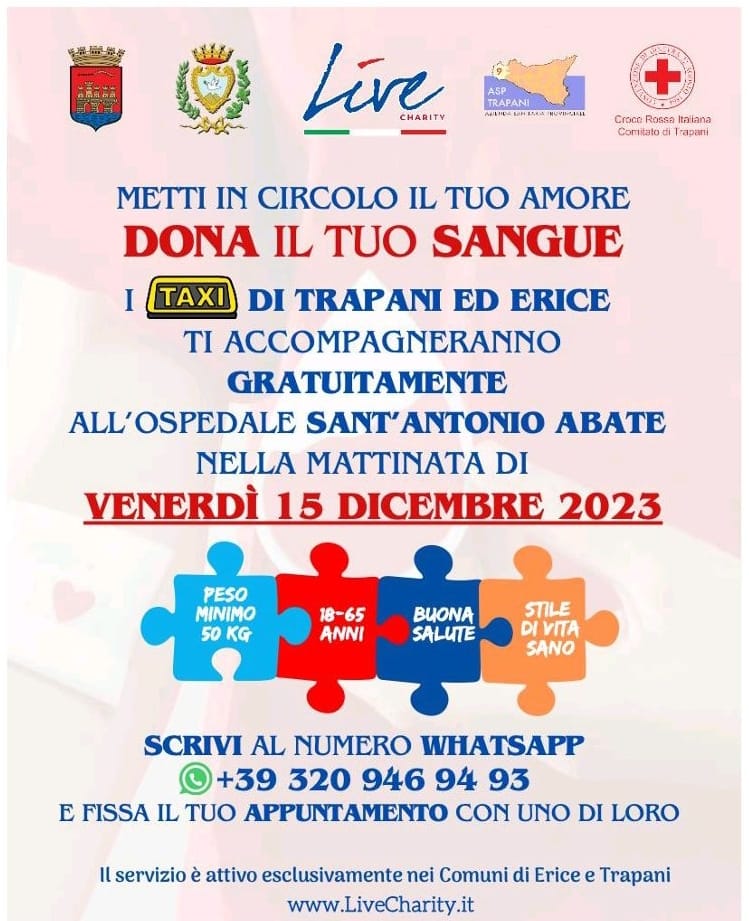 I tassisti di Trapani ed Erice si mobilitano per la donazione del sangue