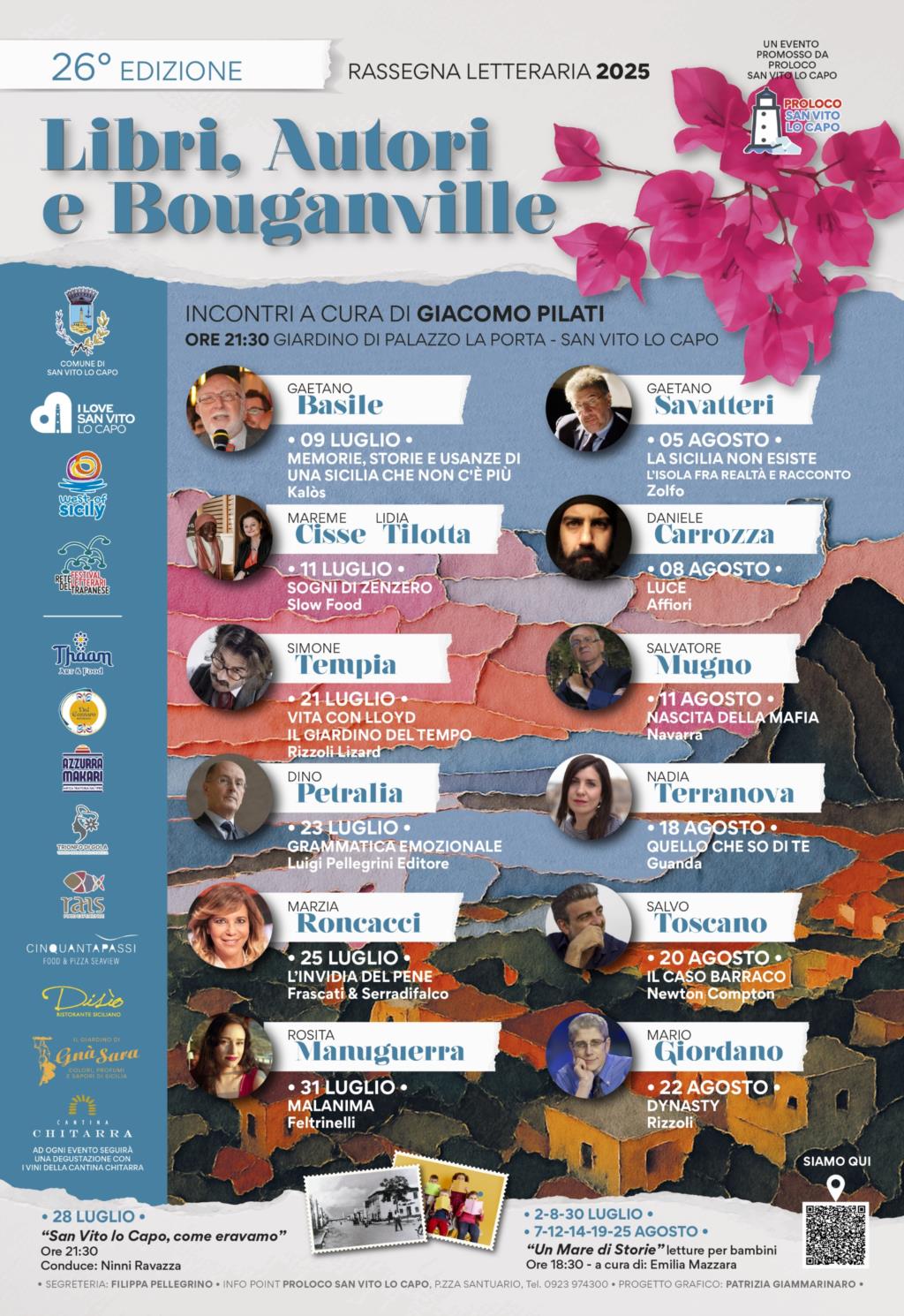 San Vito Lo Capo, al via la 26esima edizione di 'Libri, autori e Bouganville'