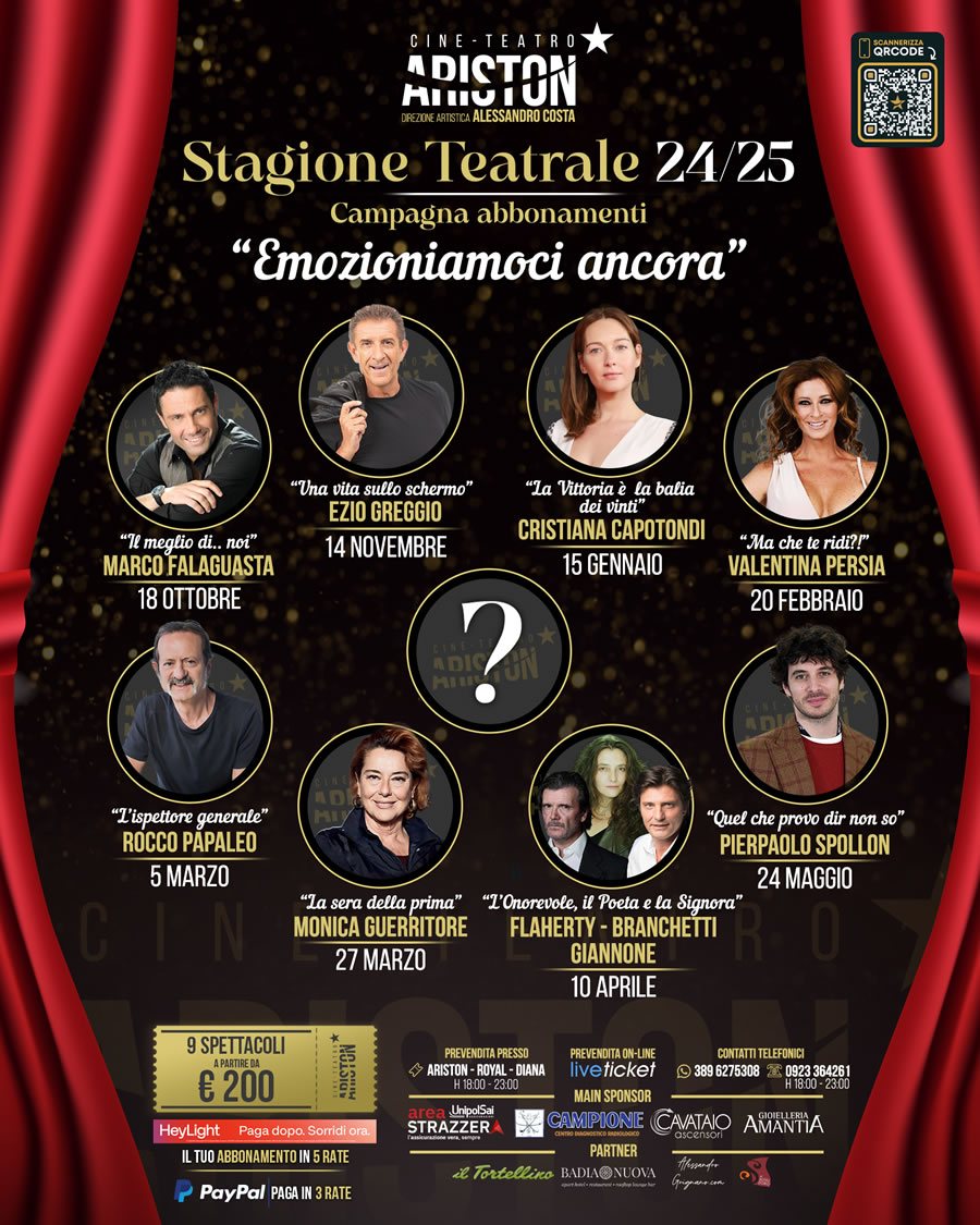 Stagione Teatrale 24/25 del cineteatro Ariston