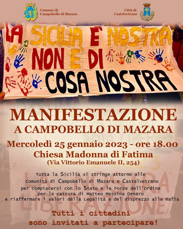 «La mafia fa schifo»: sit-in mercoledì prossimo a Campobello di Mazara