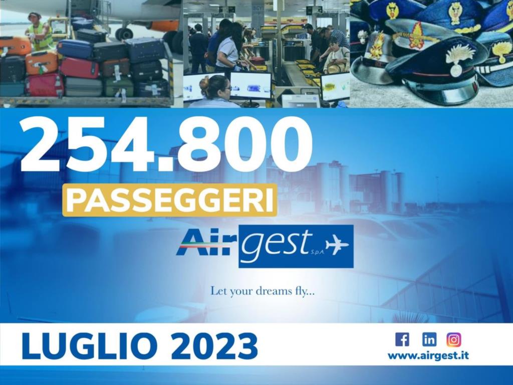 Oltre 250 mila passeggeri transitati a luglio dall'aeroporto di Trapani Birgi