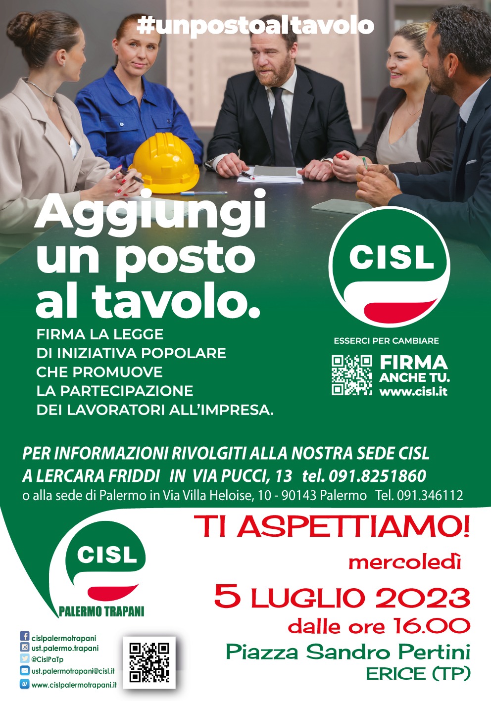 Continua la campagna di raccolta firme sulla proposta di legge della Cisl nazionale