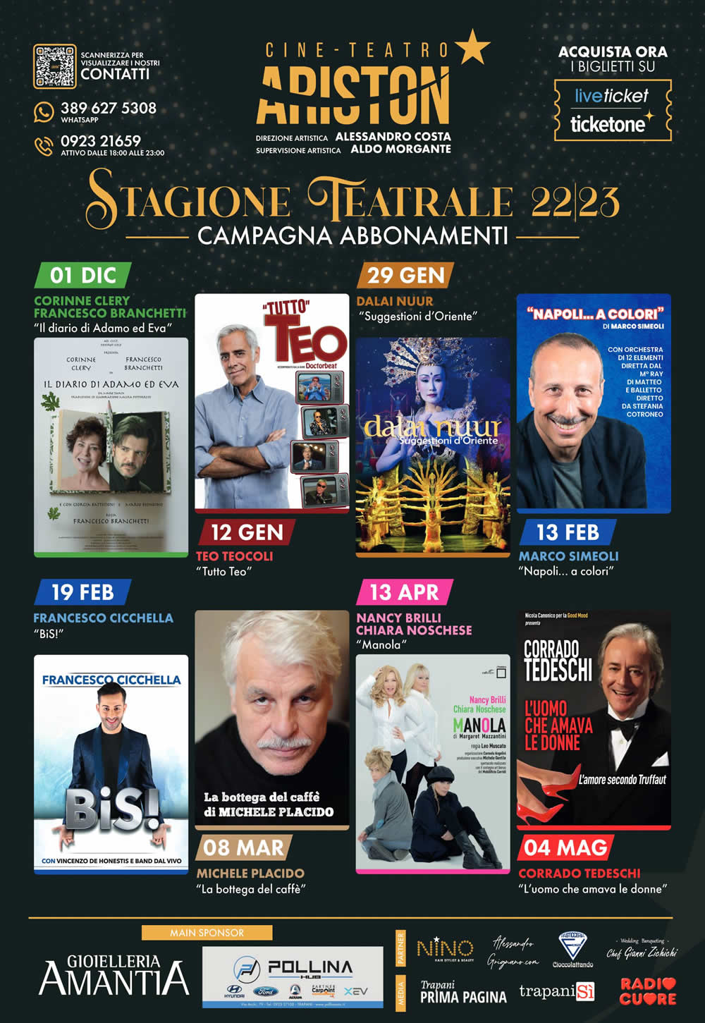 Al via la stagione teatrale 22|23 al Cine Teatro Ariston