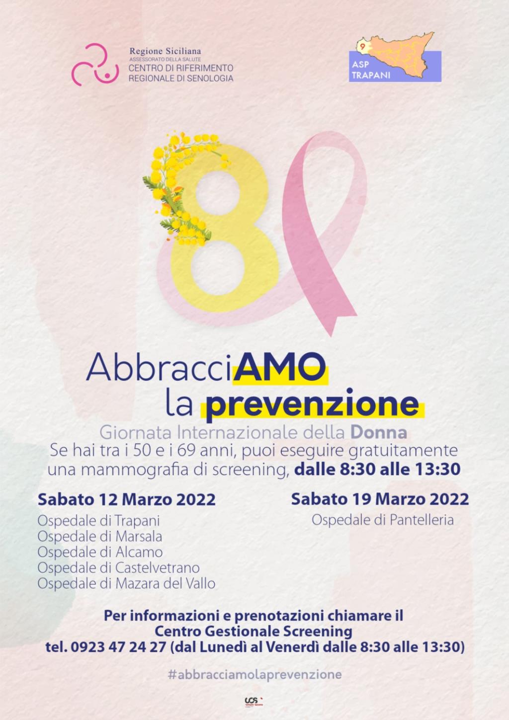 L'Asp di Trapani sostiene l'iniziativa ‘AbbracciAmo la prevenzione’