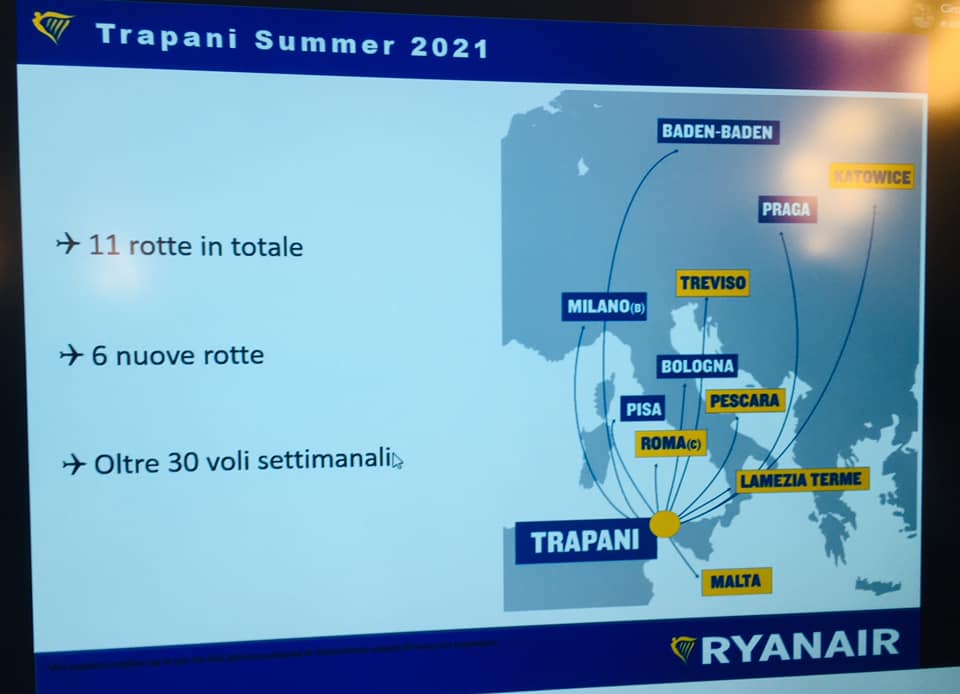 Ryanair: presentate le nuove rotte dall'aeroporto di Birgi