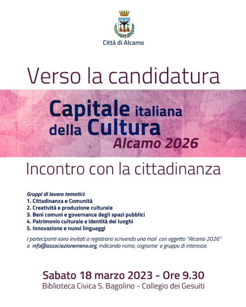 Alcamo: verso la candidatura a Capitale della Cultura Italiana 2026