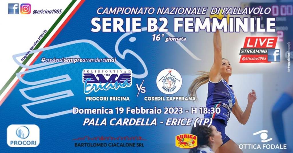 Serie B2 femminile: per la Procori Ericina Volley in arrivo la capolista