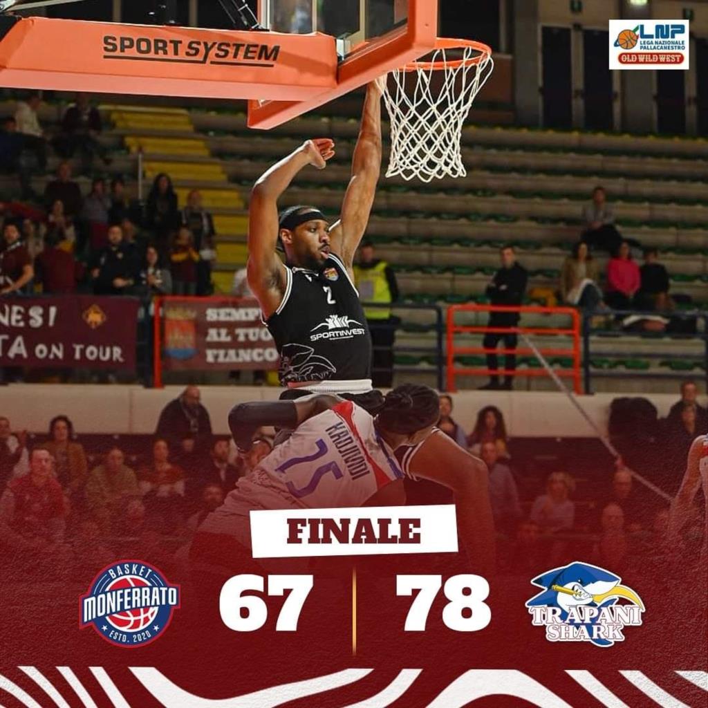Trapani Shark centra l'ottava vittoria consecutiva. Monferrato è battuta