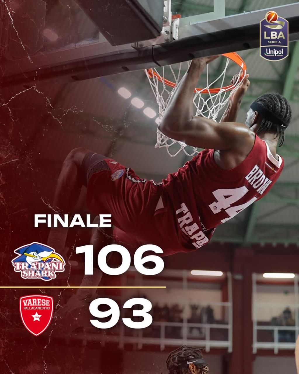 Trapani batte Varese all'overtime 106-93