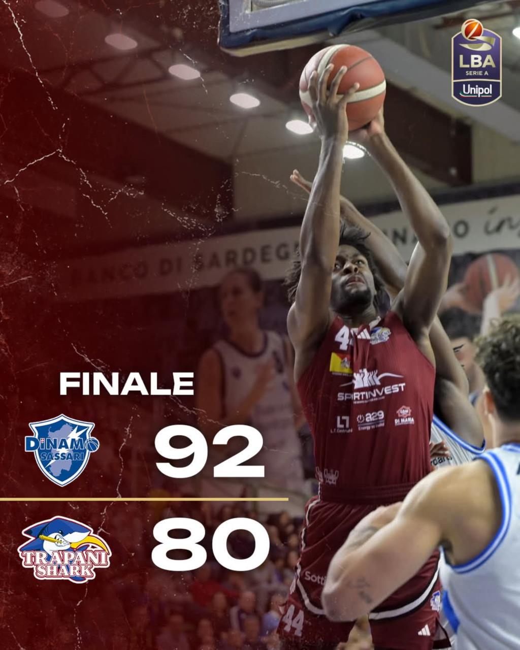 Sassari ferma Trapani. Sconfitti i granata 92-80