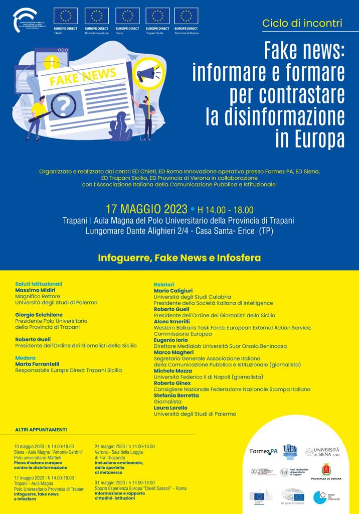 Al Polo Universitario di Trapani l'incontro su 'Infoguerre, fake news e infosfera'
