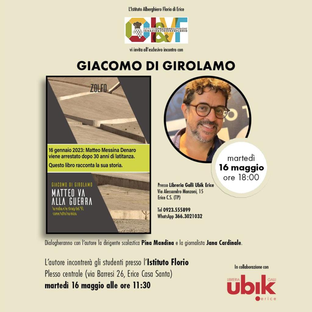 Erice, Giacomo Di Girolamo presenta all’Istituto Florio il libro 'Matteo va alla guerra'