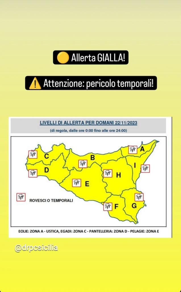 Allerta meteo gialla per temporali