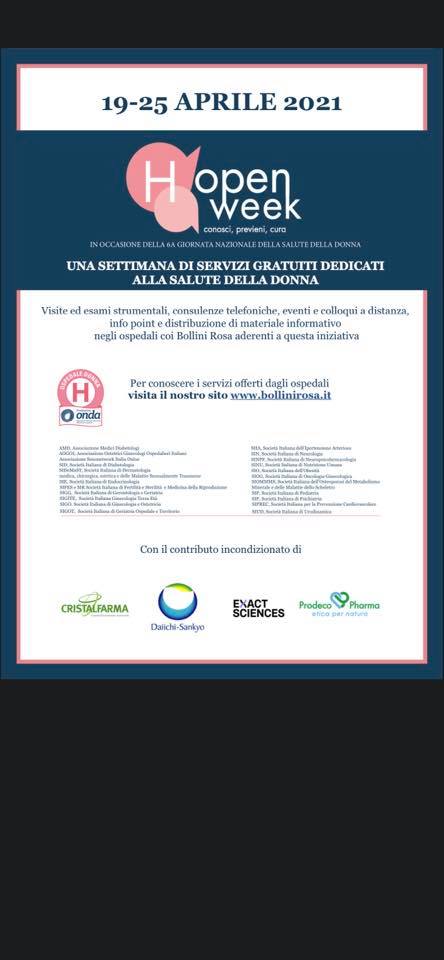 L'Ospedale Sant'Antonio Abate prende parte all'iniziativa «H-Open Week» sulla salute della donna
