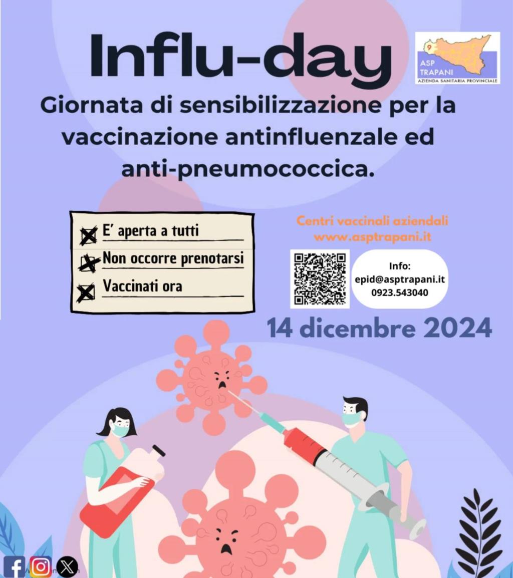 Domani sarà l’Influday nel trapanese, vaccini antinfluenzali e anti-pneumococcici gratuiti