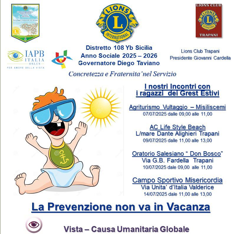 Trapani, 'Estate in vista': con i Lions la prevenzione non va in vacanza