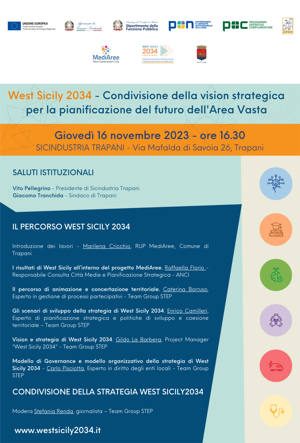 Area Vasta: giovedì 16 novembre la presentazione della strategia West Sicily 2034