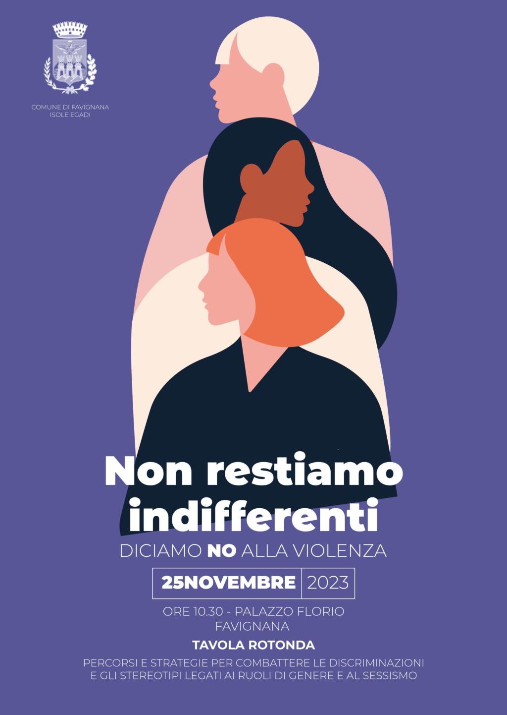 Il Comune di Favignana lancia la campagna 'Non restiamo indifferenti, diciamo no alla violenza'