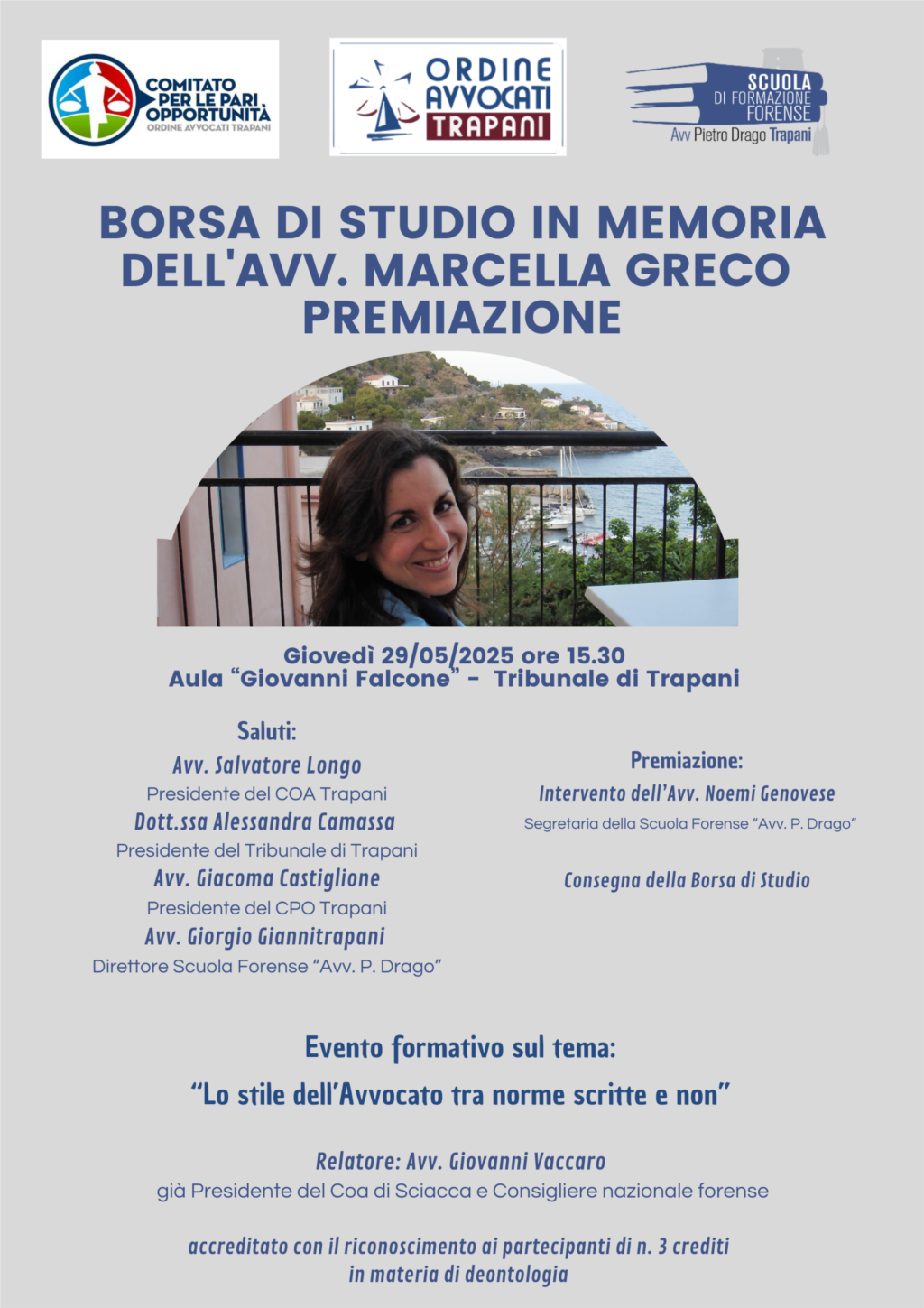 Memoria e merito, l'avvocatura trapanese onora Marcella Greco