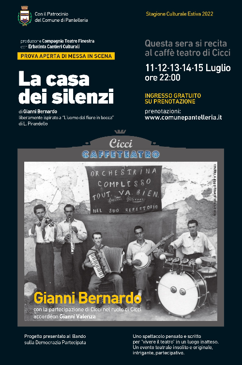Pantelleria: cinque serate di teatro con Gianni Bernardo e Cicci
