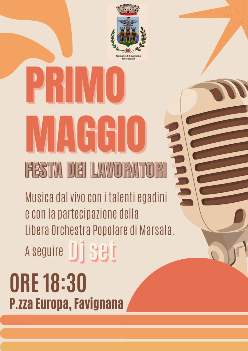 Primo Maggio a Favignana, concerto in Piazza Europa