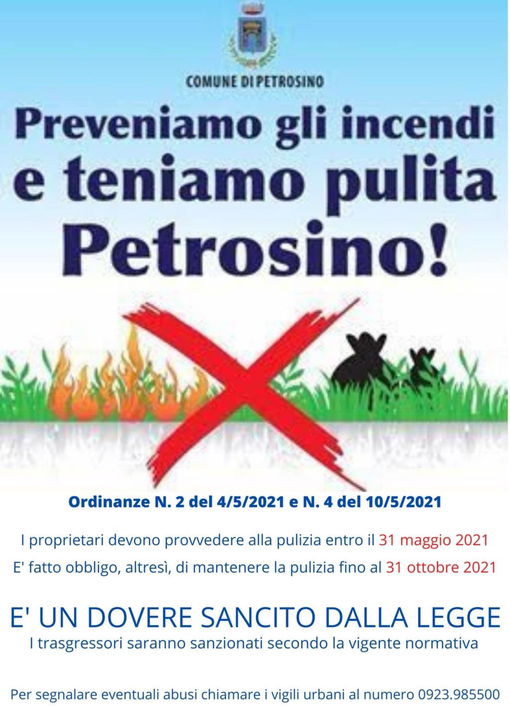 Petrosino: prevenzione incendi boschivi, il sindaco firma l’ordinanza