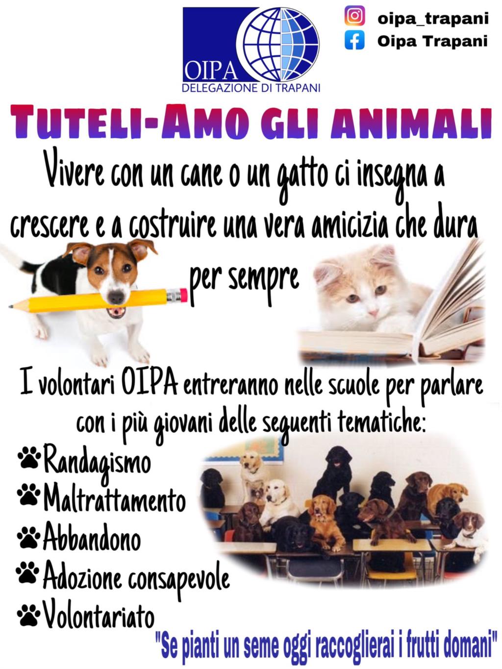 Trapani, l'Oipa entra nelle scuole: 'Gli animali vanno amati'