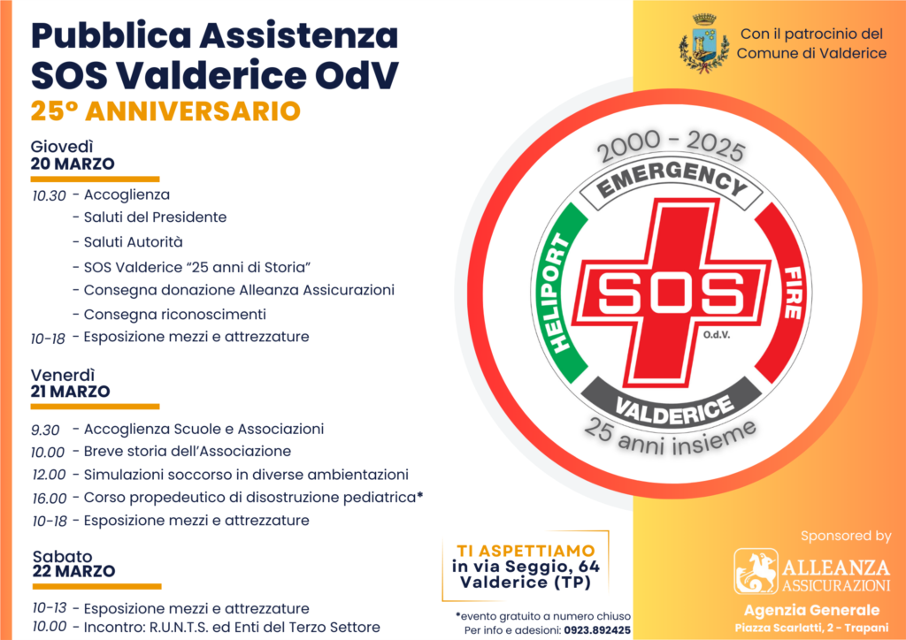 SOS Valderice celebra 25 anni di impegno con tre giorni di eventi e incontri con il territorio
