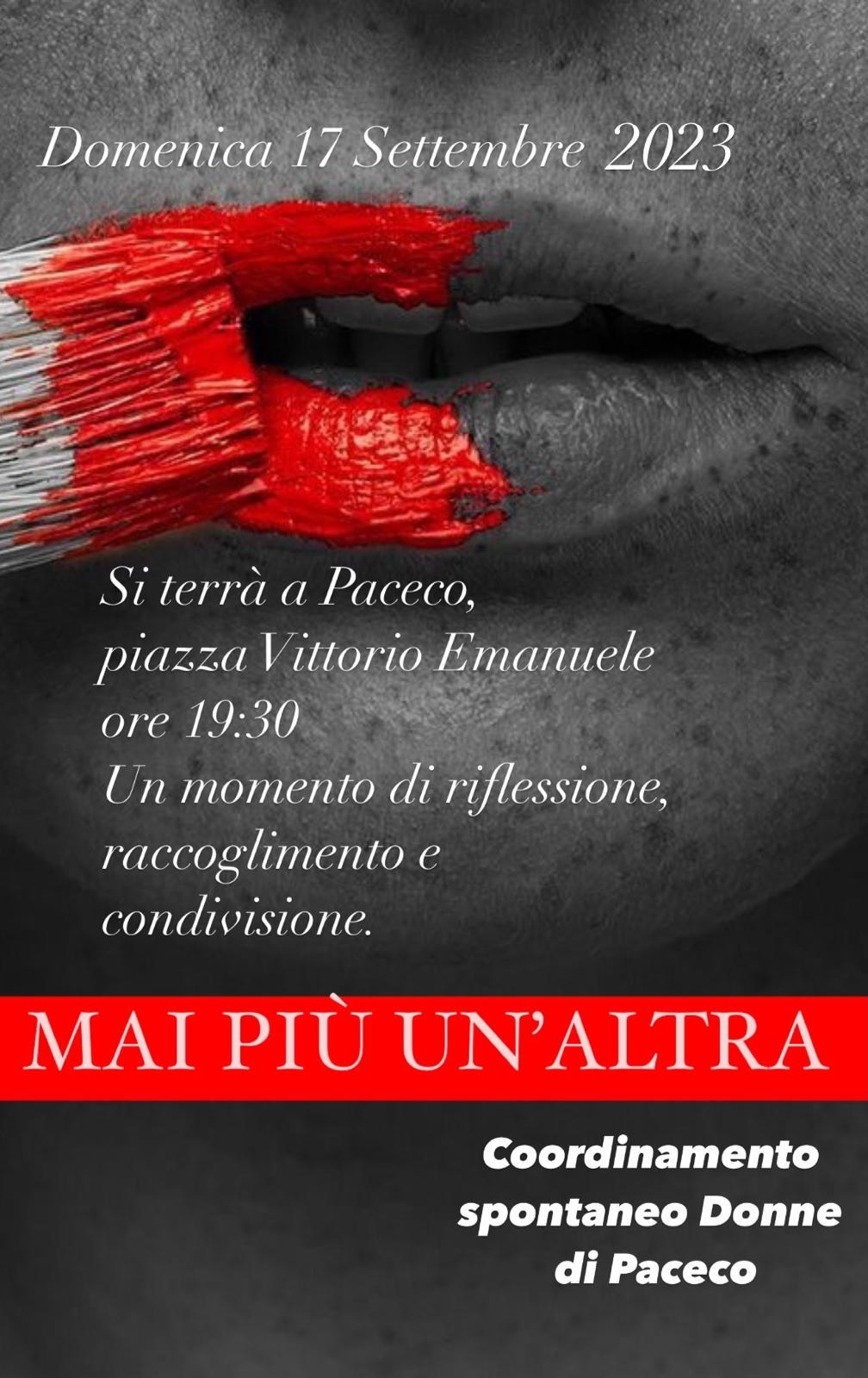 Paceco, manifestazione in memoria delle donne vittime di violenza e femminicidio