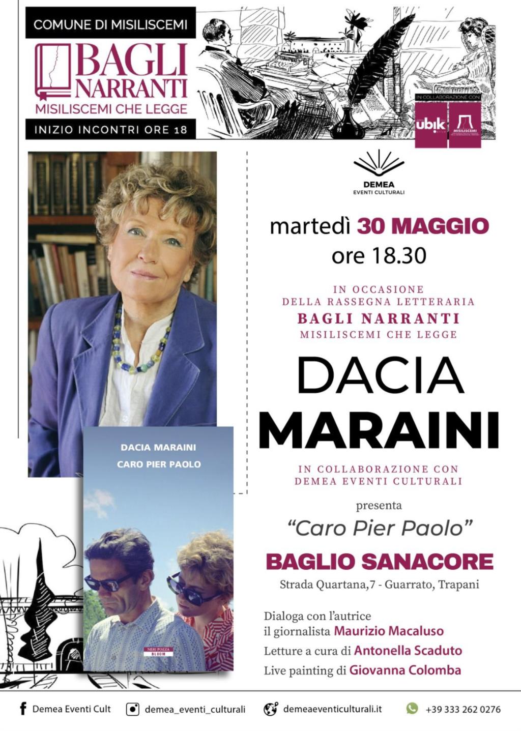 Dacia Maraini a Erice e Misiliscemi il 30 maggio