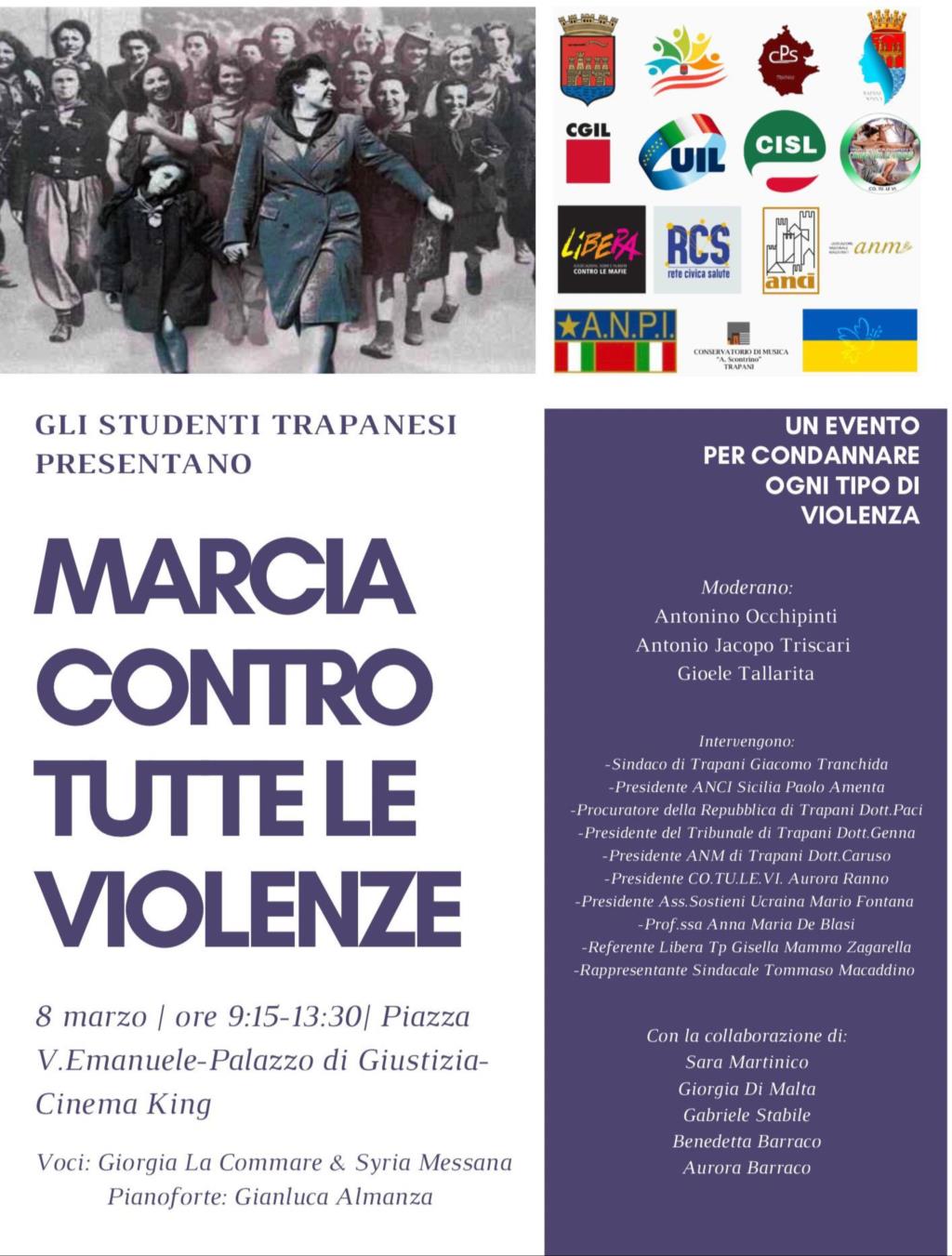 Marcia contro tutte le violenze l'8 marzo a Trapani