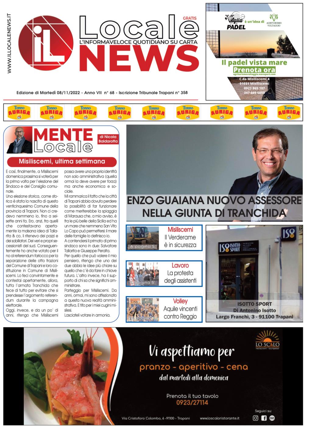 Il giornale di oggi, martedì 08 Novembre 2022