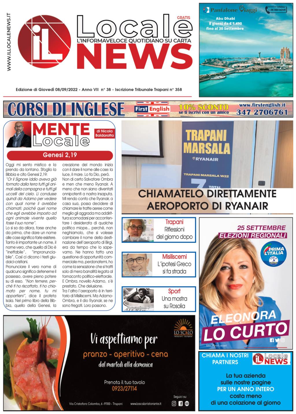 Edizione di oggi, giovedì 08 Settembre 2022, del nostro giornale