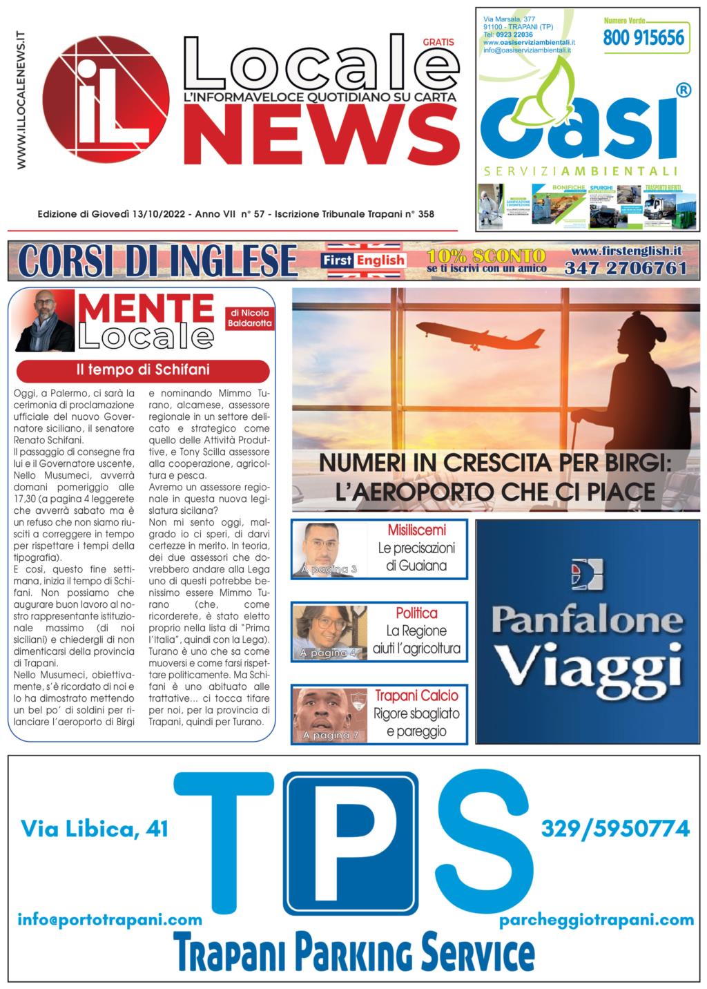 Edizione di oggi, giovedì 13 Ottobre 2022, del nostro giornale