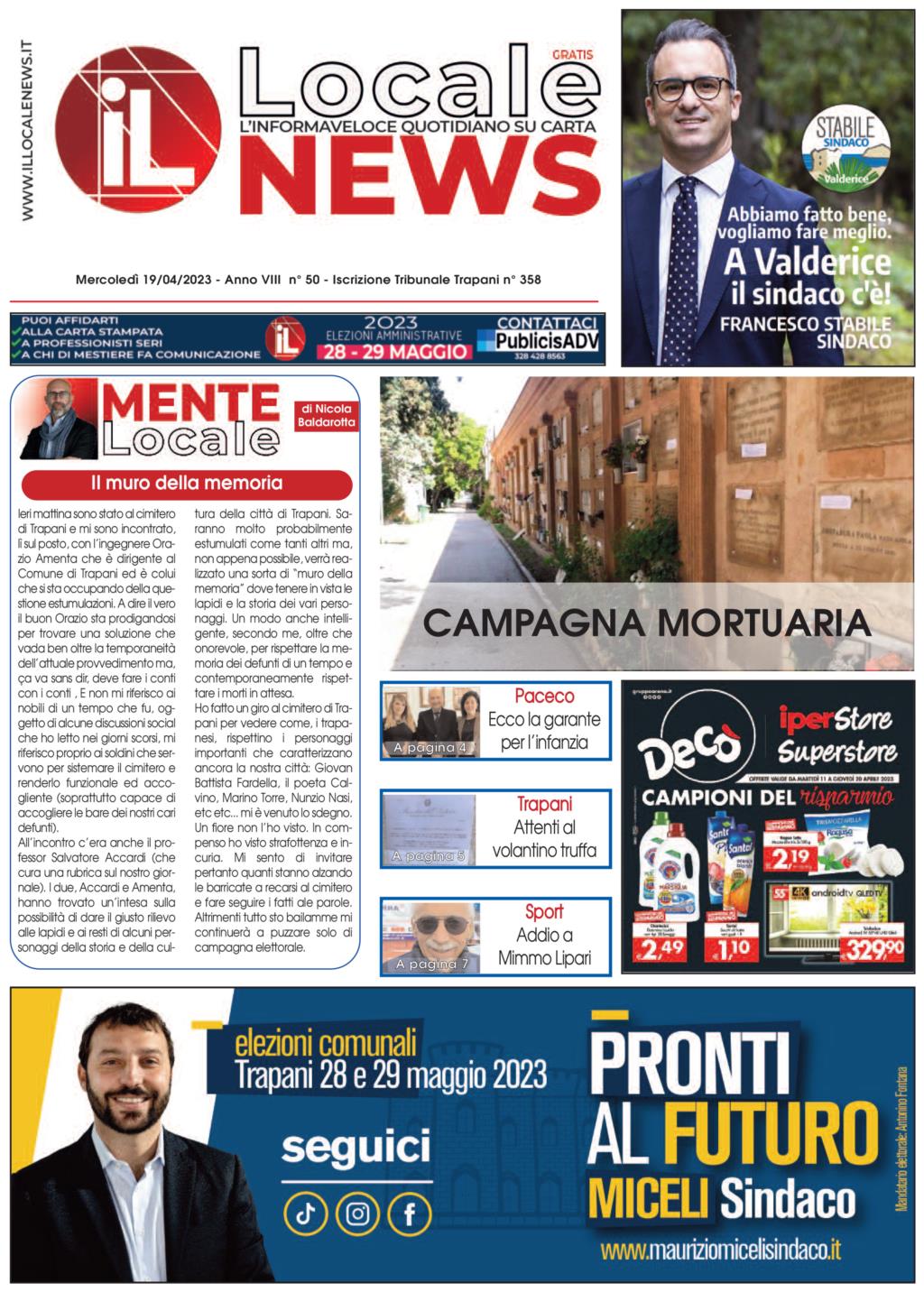 Edizione di oggi, mercoledì 19 Aprile 2023, del nostro giornale