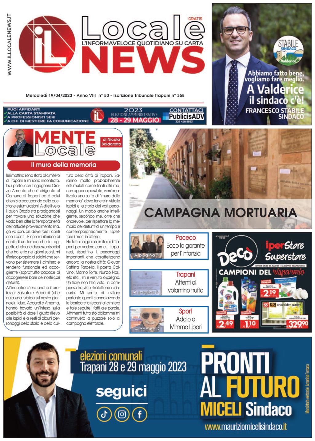 Edizione di oggi, mercoledì 19 Aprile 2023, del nostro giornale