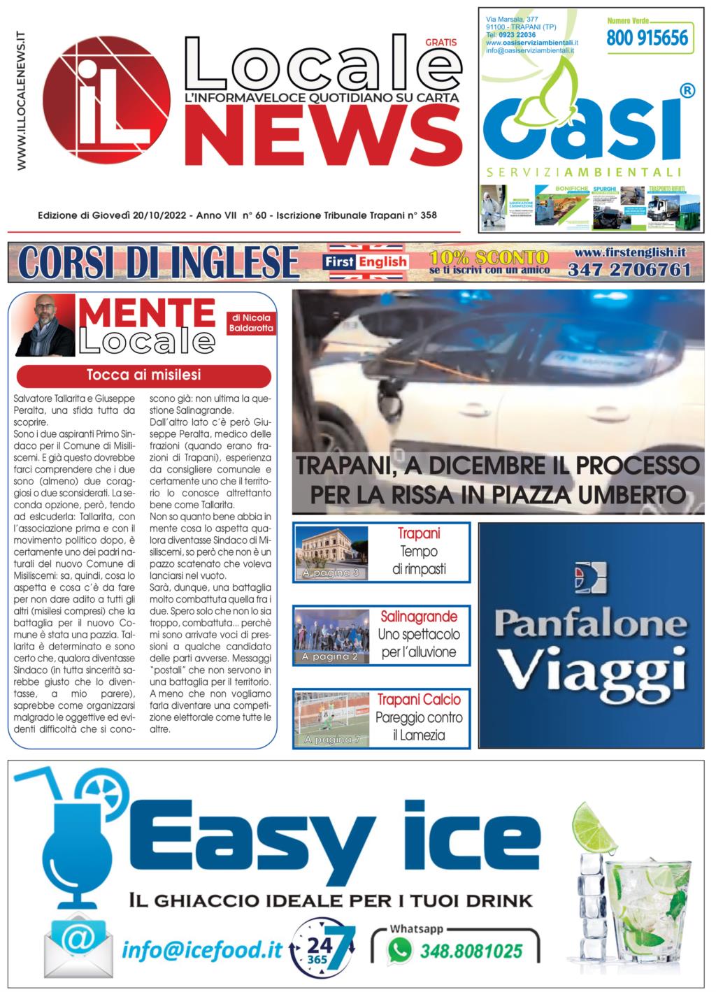 Edizione di oggi, giovedì 20 Ottobre 2022, del nostro giornale
