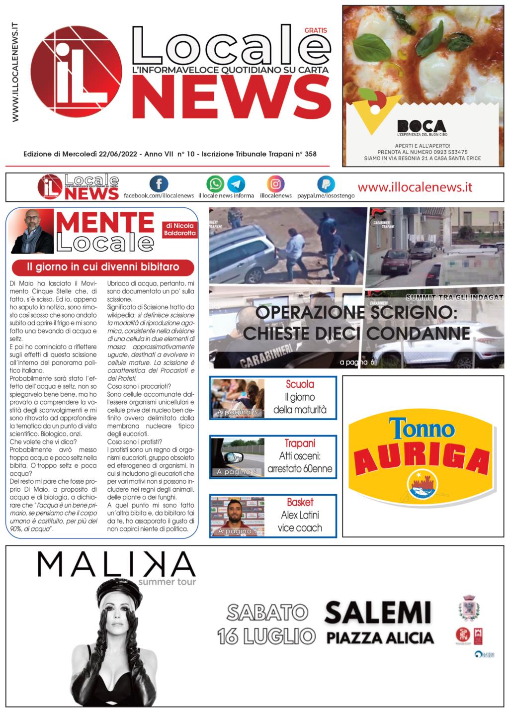 Il giornale di oggi, mercoledì 22 giugno 2022