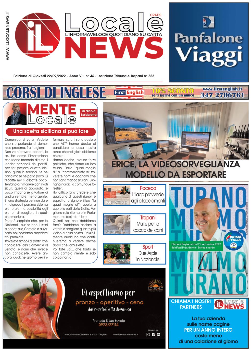 Edizione di oggi, giovedì 22 Settembre 2022, del nostro giornale