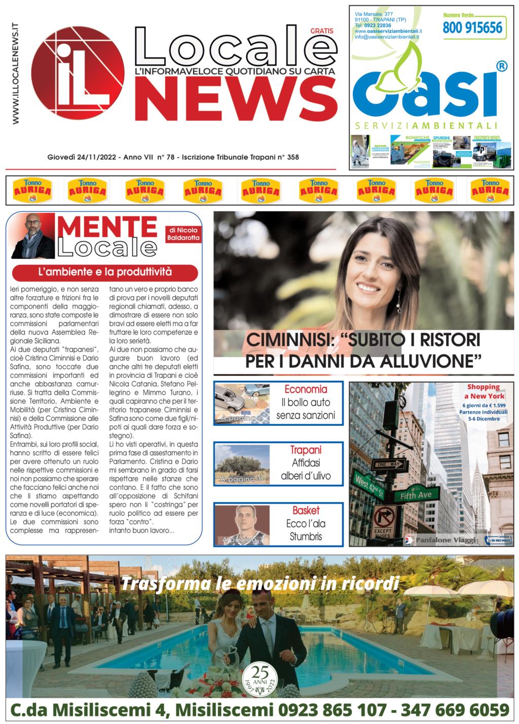 Edizione di oggi, giovedì 24 Novembre 2022, del nostro giornale