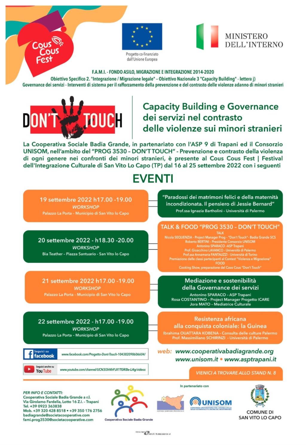 San Vito Lo Capo, il progetto 'Don’t Touch' al Cous Cous Fest