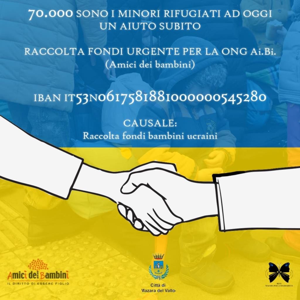 Mazara del Vallo, il Comune attiva una raccolta fondi per i bambini ucraini 