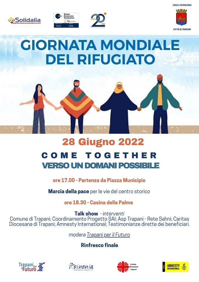 Giornata mondiale del Rifugiato, marcia per la pace domani a Trapani