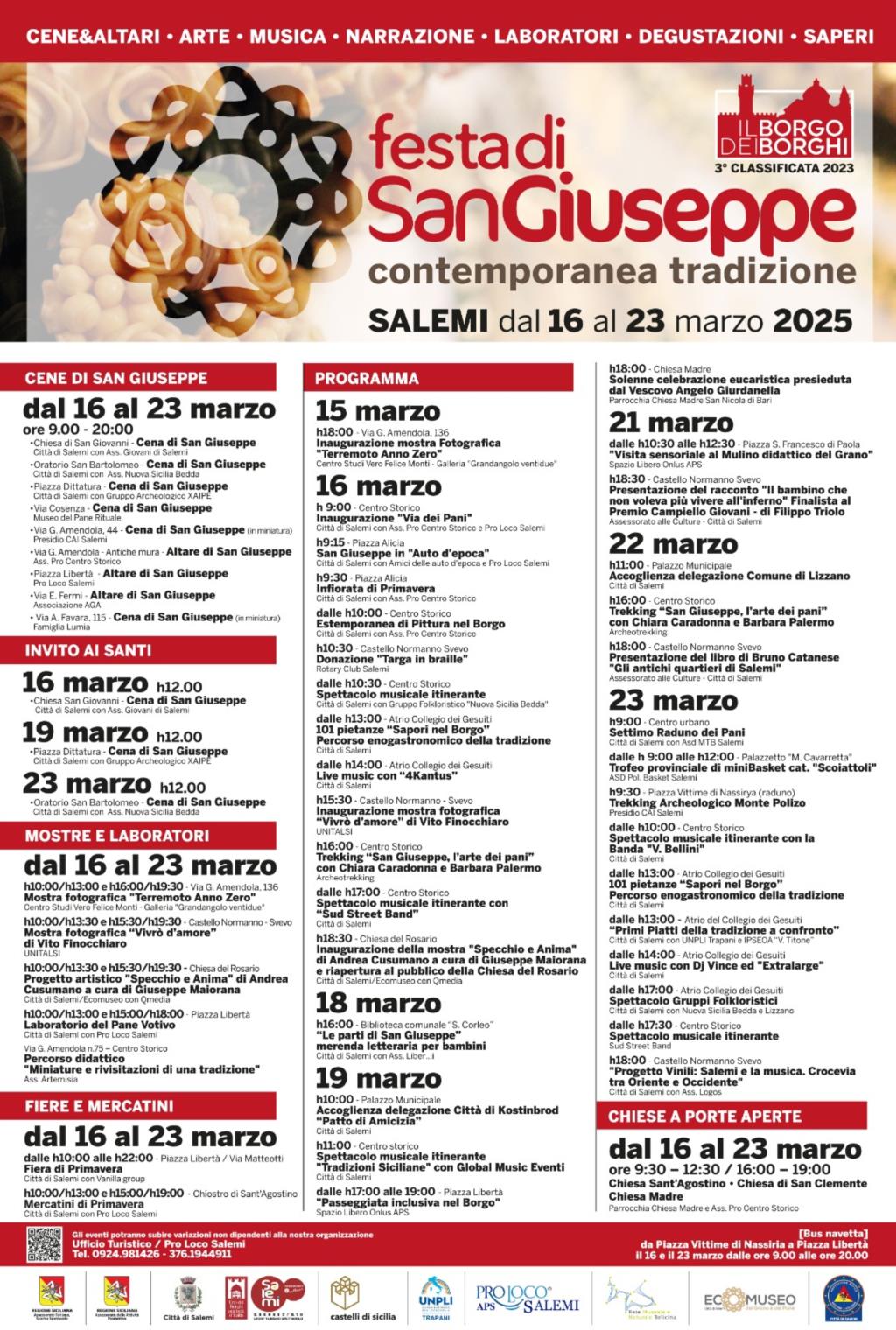 Salemi, dal 16 al 23 marzo torna la Festa di San Giuseppe