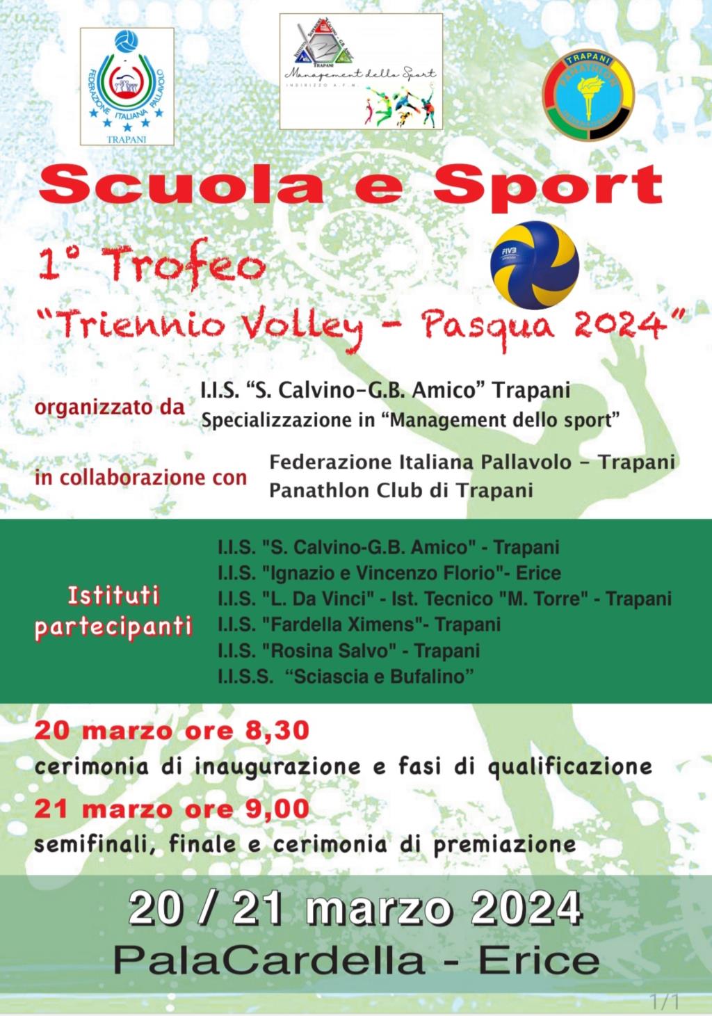 Domani e dopodomani si svolgerà il “1° Trofeo Triennio Volley-Pasqua 2024”