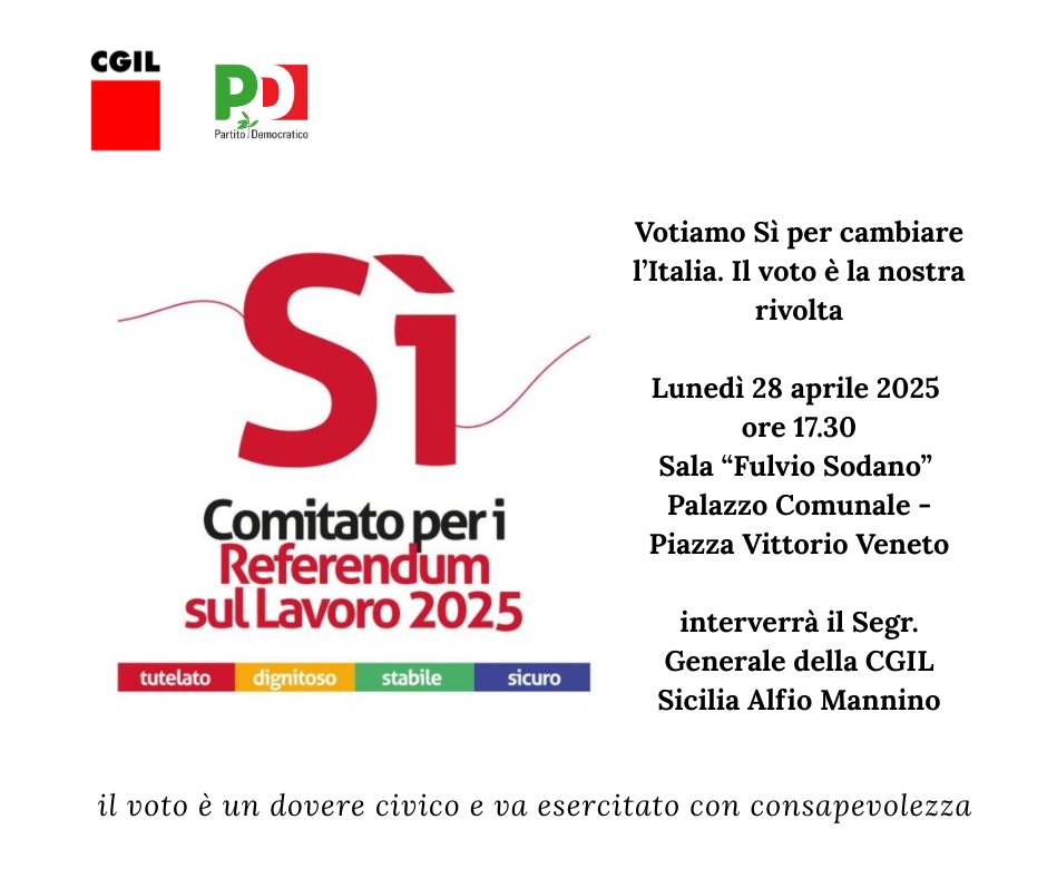 Trapani, Pd e Cgil spiegano i quesiti referendari dell'8 e 9 giugno