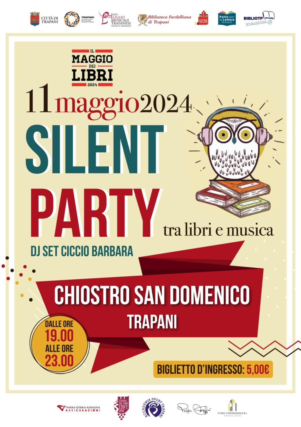 Trapani, Silent Party® tra libri e musica al Chiostro di San Domenico