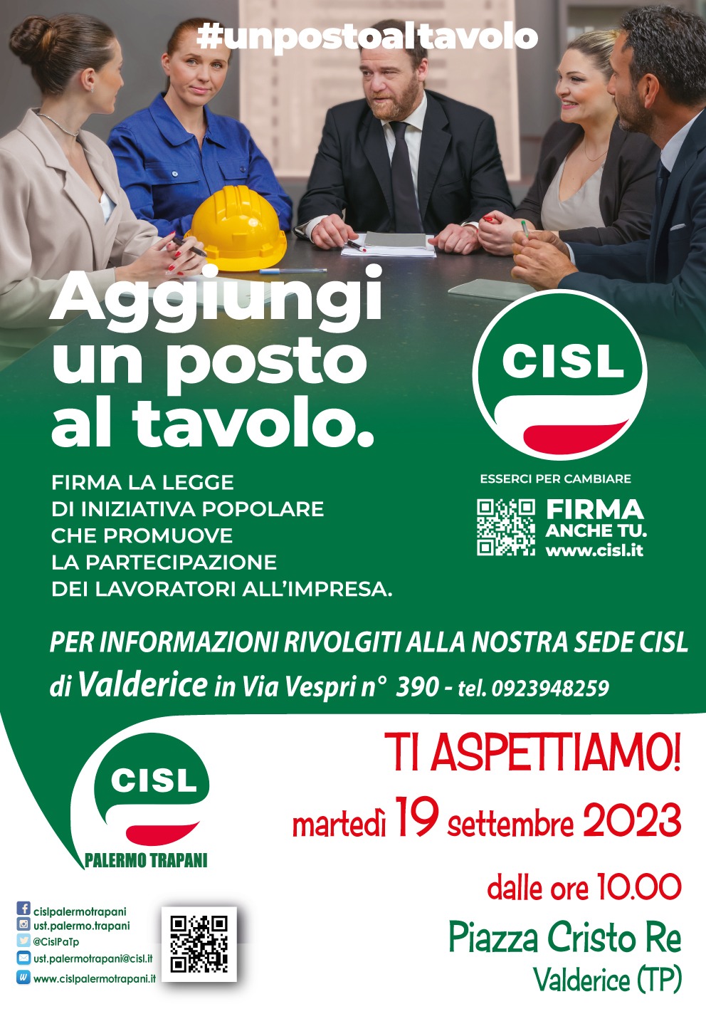 Partecipazione dei lavoratori alla gestione aziendale, la Cisl a Valderice e Gibellina