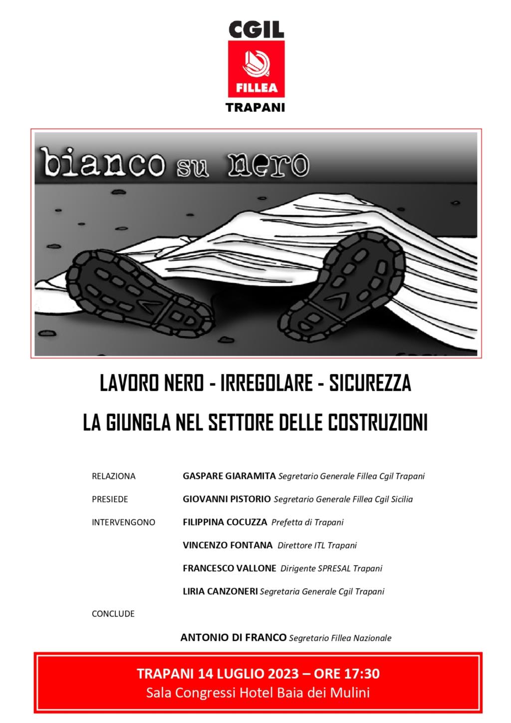 Trapani, domani incontro della Fillea Cgil sul lavoro nero