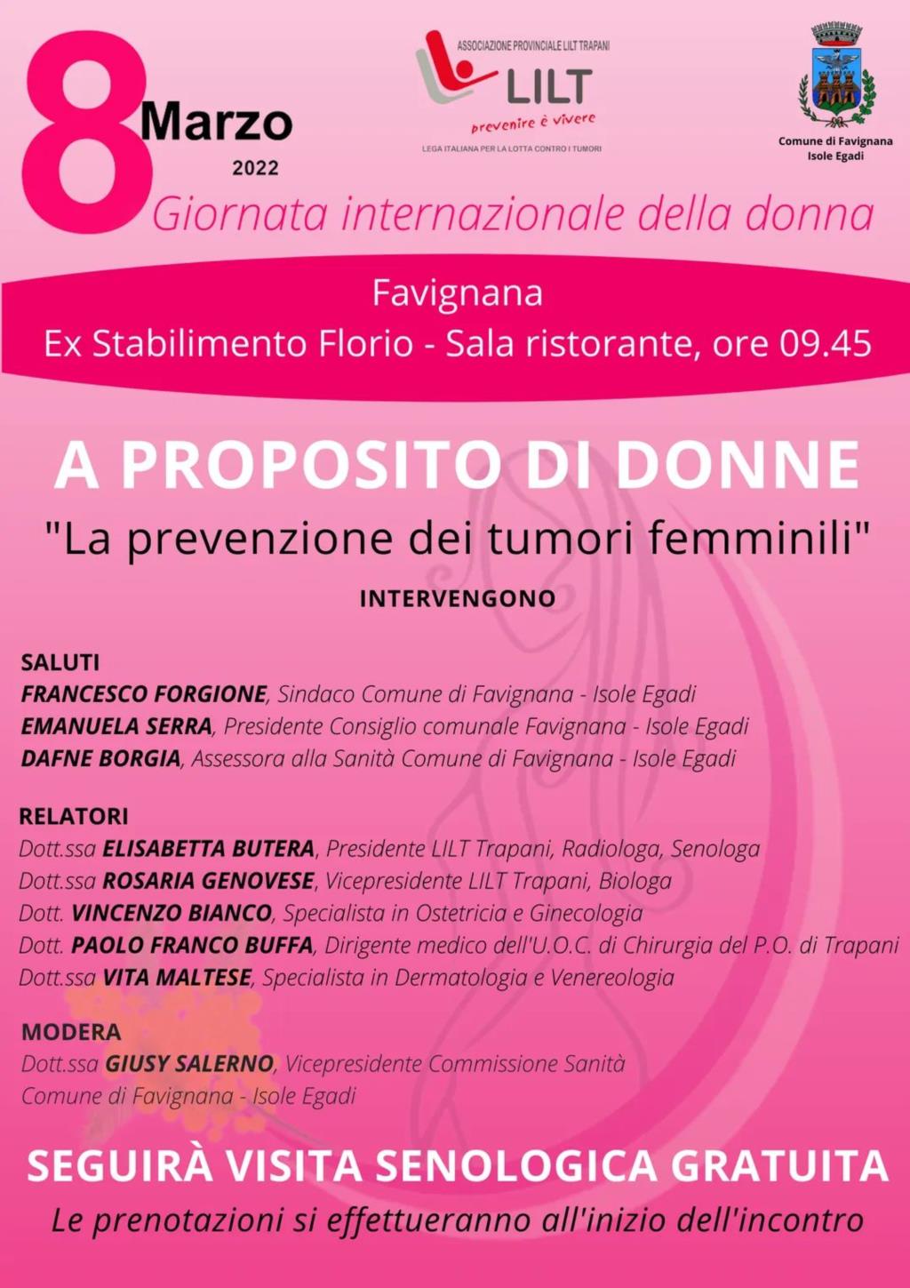 Focus a Favignana sulla prevenzione dei tumori femminili